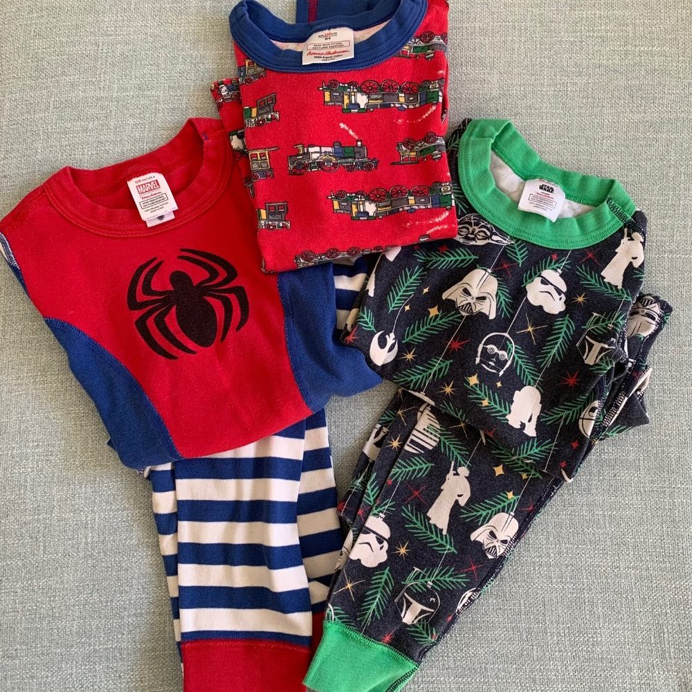Hanna Andersson Spiderman and Christmas Star Wars Pajama Lot 4T  / 100cm